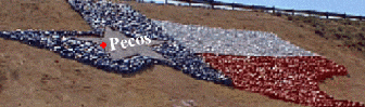 Colored Rock Map of Texas at I-20 Pecos